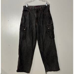Vintage 90s MUKA Grunge Straight Leg Cargo Distressed Black Pants Men's 34x33